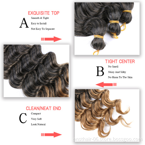 Onst 22 inch reetress Deep Wave Twist Crochet  Natural Synthetic Braid Hair Ombre Braiding Hair Extensions Braids Hair In Bulk